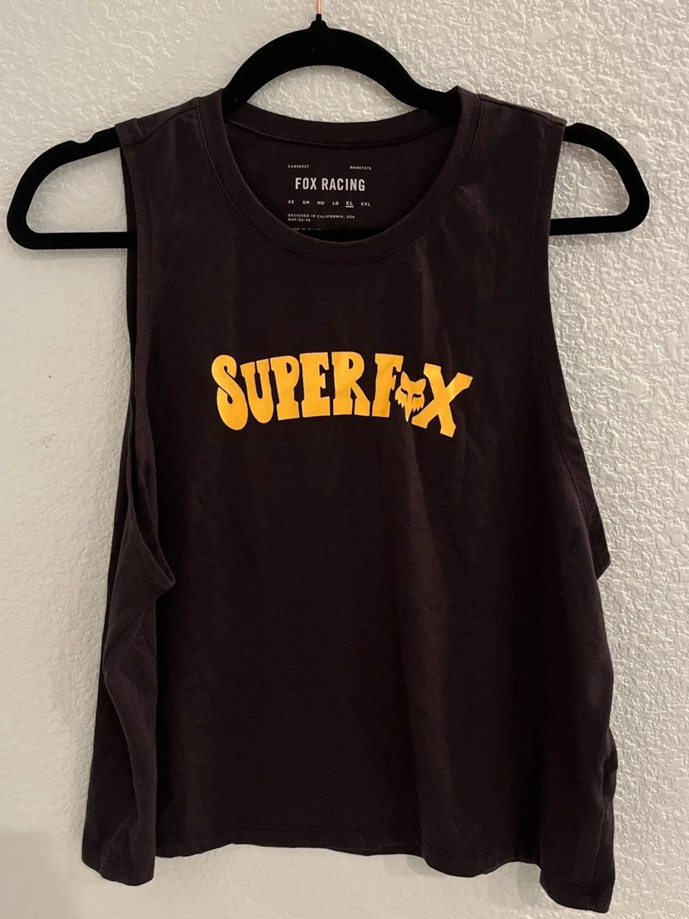 Fox Black Tank Top with Yellow SUPERFOX Graphic